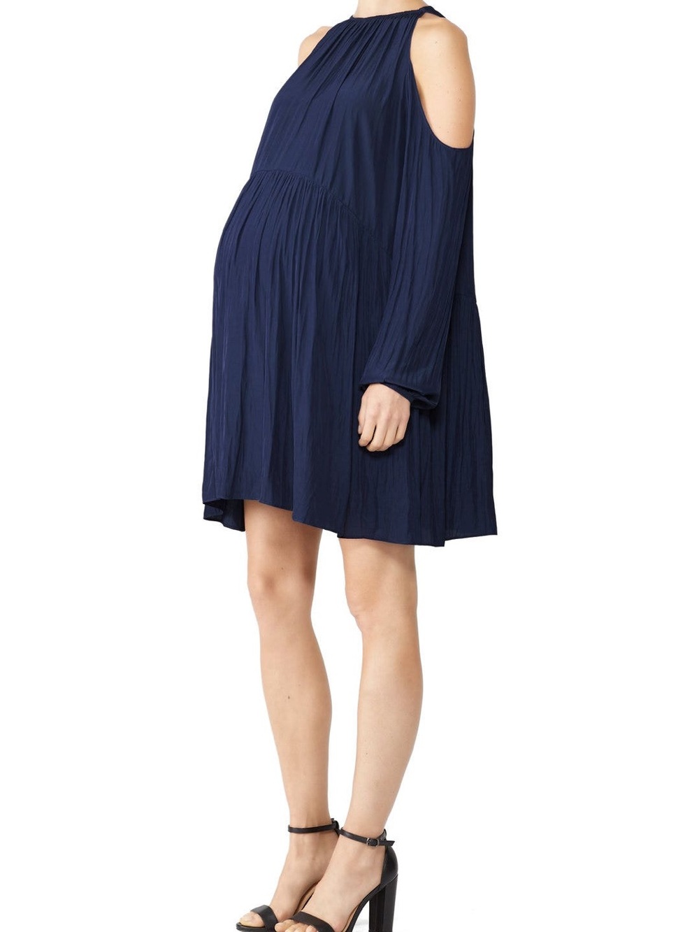 For Two by Ramy Brook Navy Maternity Cold Shoulder Dress Size Small